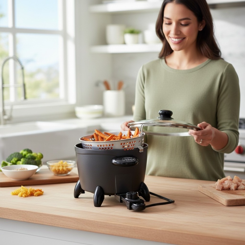 Presto Options Multi-Cooker Steamer Deep Fryer 06003 Black Nonstick New